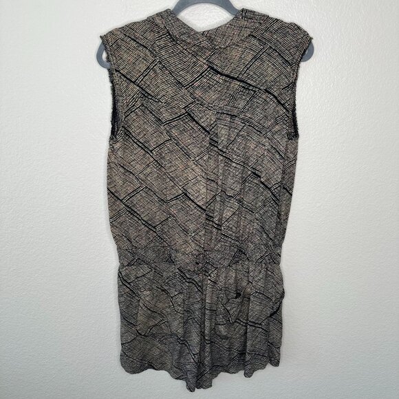 Anthropologie Hei Hei Romper M Boho Button Front V Neck Collared Casual Sleevele - Picture 5 of 10